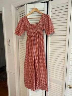 Lisa Says Gah Red Gingham Midi Dress